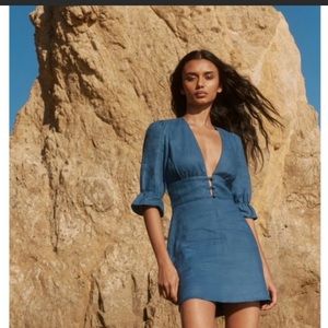 Reformation Simi linen dress in navy